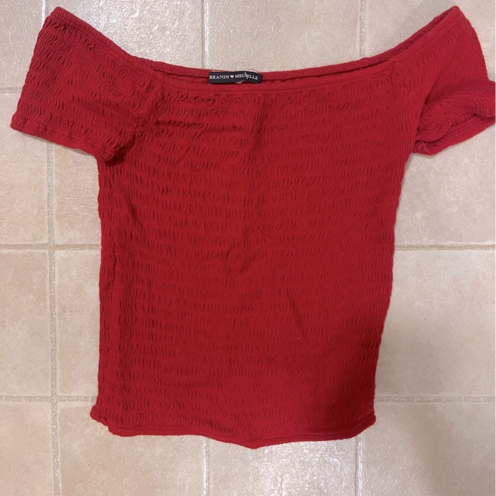 Red off the shoulder brandy Melville top